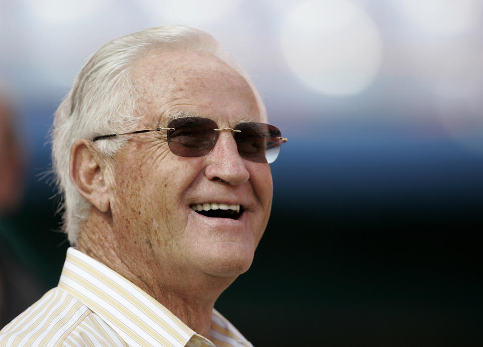 FILE - Former Miami Dolphins head coach Don Shula walks along the sidelines prior to a football game against the Cincinnati Bengals, Sunday, Dec. 30, 2007, in Miami. Dick LeBeau has seen plenty in his football life. He spent six decades in the NFL as a player and coach. Made the Pro Football Hall of Fame. Helped the Pittsburgh Steelers win two Super Bowls as a defensive coordinator. And he helped beat the 1972 Miami Dolphins.(AP Photo/Lynne Sladky, File)