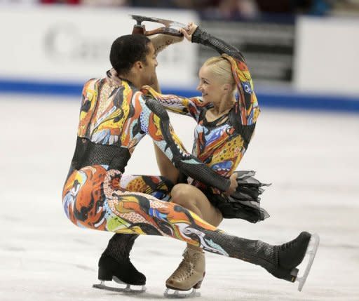 Aliona Savchenko and Robin Szolkowy of Germany skate their free program at the 2012 Skate Canada International ISU Grand Prix event in Windsor. Savchenko and Szolkowy won the pairs title with a total of 201.36 points