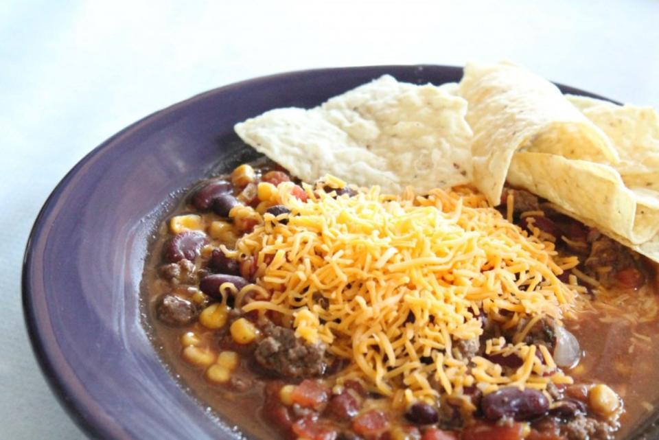 <p>This simple dish is versatile. Serve it with chips or drain and serve over taco salad. </p><p><strong>Get the recipe: <a href="https://www.passionforsavings.com/easy-crockpot-taco-soup-recipe/" rel="nofollow noopener" target="_blank" data-ylk="slk:Taco Soup;elm:context_link;itc:0;sec:content-canvas" class="link ">Taco Soup</a></strong></p>