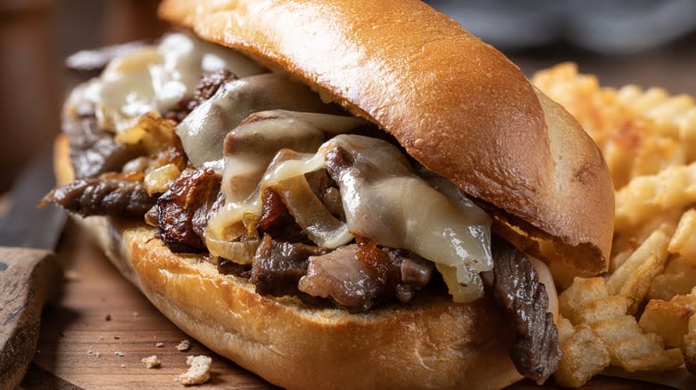 Philly cheesesteak close-up