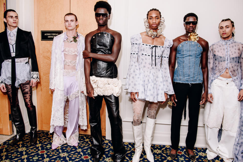 Models backstage at Palomo Spain Spring 2024 Ready To Wear Runway Show at the Plaza Hotel on September 9, 2023 in New York, New York. (Photo by Nina Westervelt/WWD via Getty Images)