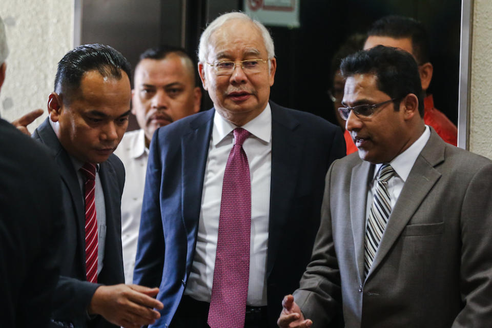 Former prime minister Datuk Seri Najib Razak is seen at the Kuala Lumpur High Court December 4, 2019. — Picture by Firdaus Latif