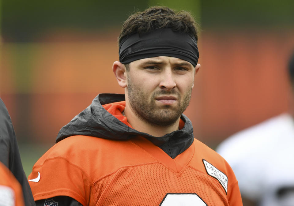 Baker Mayfield said he's addressed lingering tensions with Duke Johnson, proclaiming "we're good." (Getty)