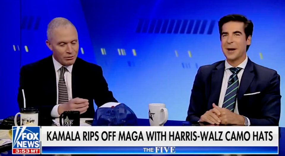 Harold Ford Jr (L) and Jesse Watters (R) had an awkward exchange on Fox New’s The Five on Thursday (Fox News/White Dudes for Harris)