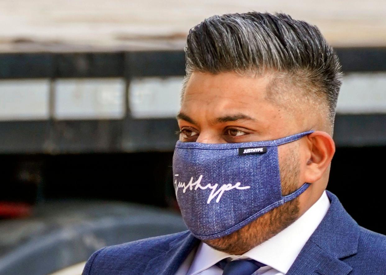 Police officer Mohammed Adnan Ali arrives at Liverpool Magistrates Court where he is appearing on charges of sexual assault and misconduct in a public office. Pc Ali, 34, an officer for Greater Manchester Police force who previously ran the Trafford branch of the Volunteer Police Cadets, is charged with 15 counts of misconduct in a public office and five counts of sexual assault, he is also charged with distributing an indecent image of a child. Picture date: Thursday August 5, 2021.