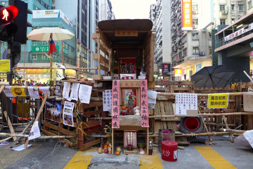2014年香港佔中活動中的旺角關公廟。（圖／翻攝自維基）
