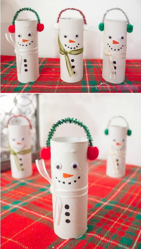 <p>Craftaholics Anonymous</p><p>Save your toilet paper rolls because your tiny tots will want to make a family of snowmen out of them. Visit <em><a href="https://www.craftaholicsanonymous.net/diy-toilet-paper-roll-snowmen" rel="nofollow noopener" target="_blank" data-ylk="slk:Craftaholics Anonymous;elm:context_link;itc:0;sec:content-canvas" class="link ">Craftaholics Anonymous</a></em> for instructions.</p>