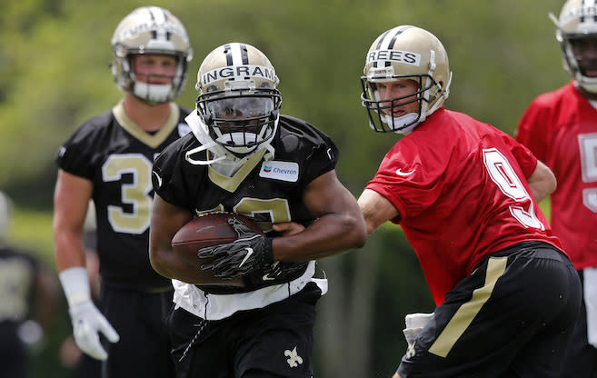 Missing four games due to suspension, Mark Ingram is a disputed fantasy value in Round 4 of 12-team drafts. Should you invest? (AP Photo/Gerald Herbert)
