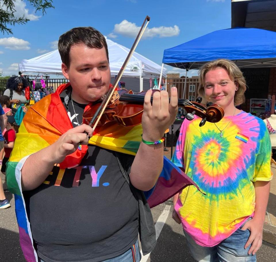 A violinist performs during last summer's Stark Pride Festival in downtown Canton. The event returns to Centennial Plaza and the surrounding area on June 10.