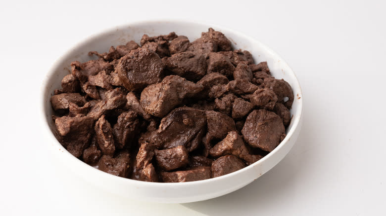 browned venison in a bowl