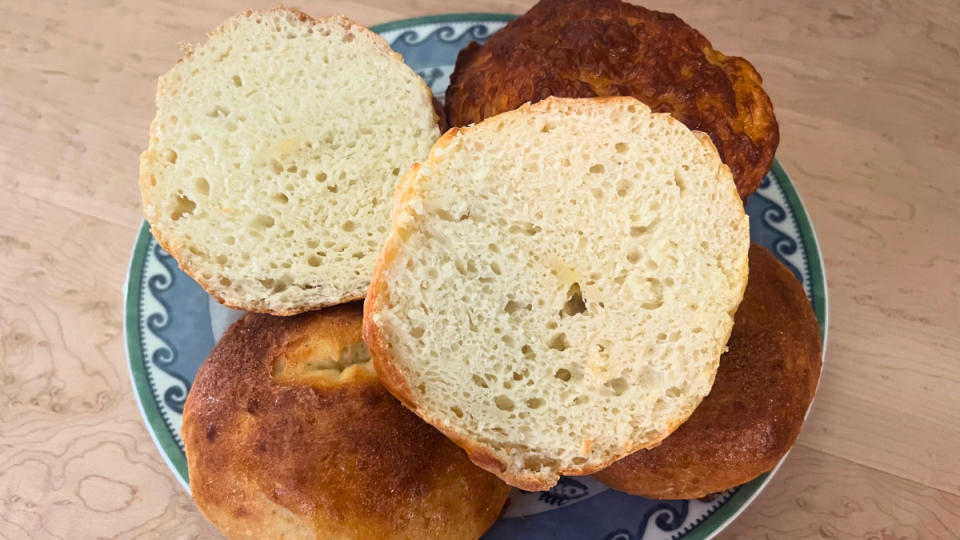 Homemade 3-ingredient bagels on a plate