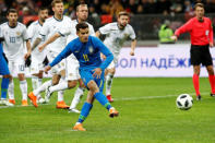 Soccer Football - International Friendly - Russia vs Brazil - Luzhniki Stadium, Moscow, Russia - March 23, 2018 Brazil’s Philippe Coutinho scores their second goal from the penalty spot REUTERS/Sergei Karpukhin