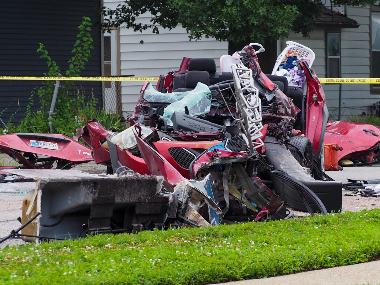 Scenes from a crash between an IndyGo Bus and two other vehicles at the intersection of N. Harding Street and W. 18th Street, on Friday, July 5, 2024, in Indianapolis.