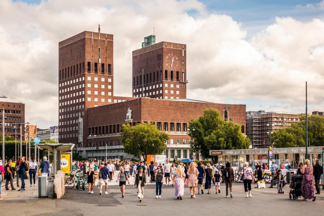 People walking in Oslo, Norway.