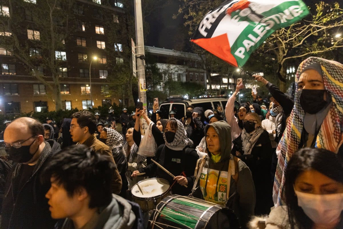 Pro-Palestinian supporters rally outside Columbia University on April 23 (Getty Images)