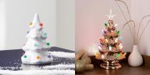 <p>There's something about decorating for the holidays that always brings out <em>major</em> feelings of nostalgia. Especially if you've held onto <a href="https://www.housebeautiful.com/entertaining/holidays-celebrations/tips/g515/vintage-christmas-decorations/" rel="nofollow noopener" target="_blank" data-ylk="slk:vintage Christmas decorations;elm:context_link;itc:0;sec:content-canvas" class="link ">vintage Christmas decorations</a> over the years—opening up storage bins and going through the ornaments you've had for decades as you deck out the tree is truly something special. Of course, new holiday decor trends come up each year—everything from <a href="https://www.housebeautiful.com/entertaining/holidays-celebrations/g23342632/weird-christmas-ornaments/" rel="nofollow noopener" target="_blank" data-ylk="slk:ornaments with a sense of humor;elm:context_link;itc:0;sec:content-canvas" class="link ">ornaments with a sense of humor </a>to bold <a href="https://www.housebeautiful.com/entertaining/holidays-celebrations/a25474392/black-christmas-tree-trend/" rel="nofollow noopener" target="_blank" data-ylk="slk:black Christmas trees;elm:context_link;itc:0;sec:content-canvas" class="link ">black Christmas trees</a>—but sometimes the decorations from the past simply can't be matched. So, when old favorites make a comeback, it's seriously exciting. Tabletop ceramic Christmas trees are one of those decor pieces that are making a comeback, so if you're looking to give your holiday atmosphere a fun, retro feel, they're just the decor you need.</p><p>Ceramic Christmas trees first became a trend back in the late '60s and early '70s, according to <a href="https://www.today.com/home/are-vintage-ceramic-christmas-trees-worth-lot-money-t144848" rel="nofollow noopener" target="_blank" data-ylk="slk:TODAY;elm:context_link;itc:0;sec:content-canvas" class="link "><em>TODAY</em></a>, but then largely fell out of style by the time the '80s rolled around. If you happen to have any originals from back in the day, they might earn you a pretty penny (check out eBay, and you'll see them go for a few hundred dollars!)—if you're willing to part with them, that is. But, if you wish you had that retro feel but don't want to track down a vintage piece or pay that much, not to worry. Since these festive little trees have made a comeback, you can find new versions at all your favorite retailers at much more affordable price points. </p><p>Check out our favorite vintage-inspired ceramic trees here, including some colorful picks (hello, rose gold!) and a kit to personalize your own. </p>