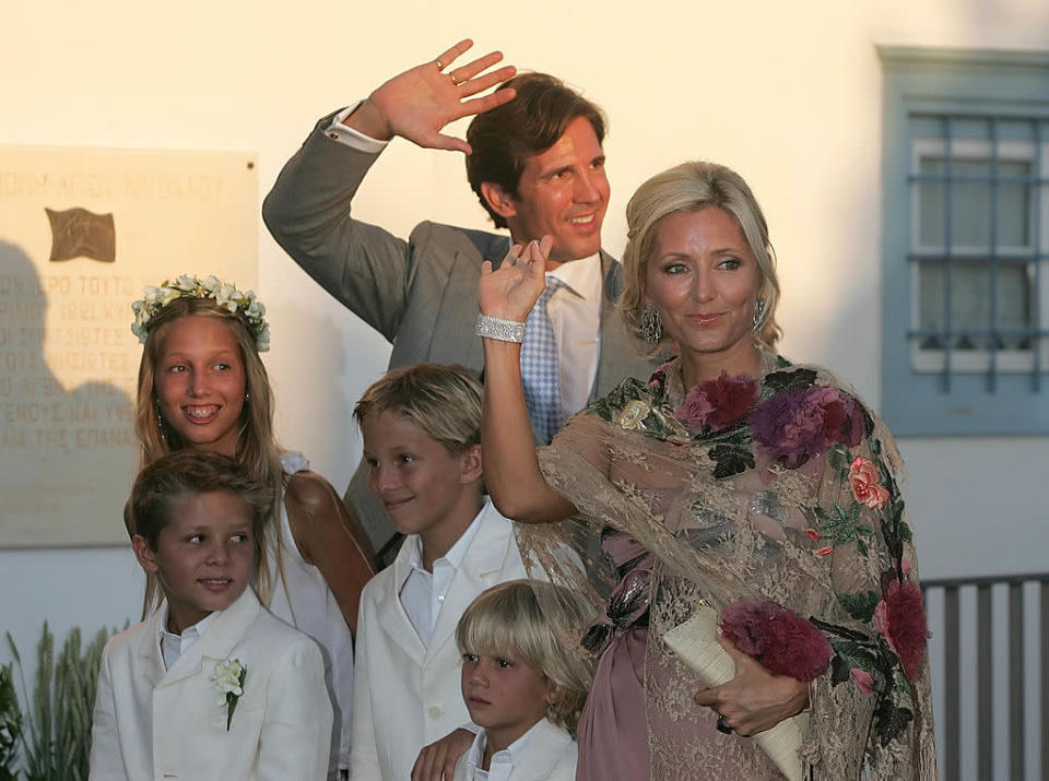 At age 14, she rocked a floral crown at the wedding of Prince Nikolaos and Tatiana Blatnik. (Milos Bicanski /Getty Images)