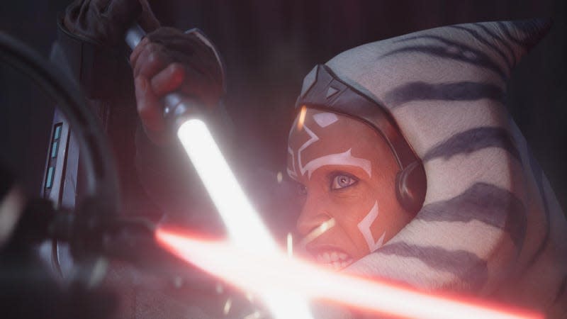 Ahsoka, fighting with both an Inquisitor and Star Wars lore.