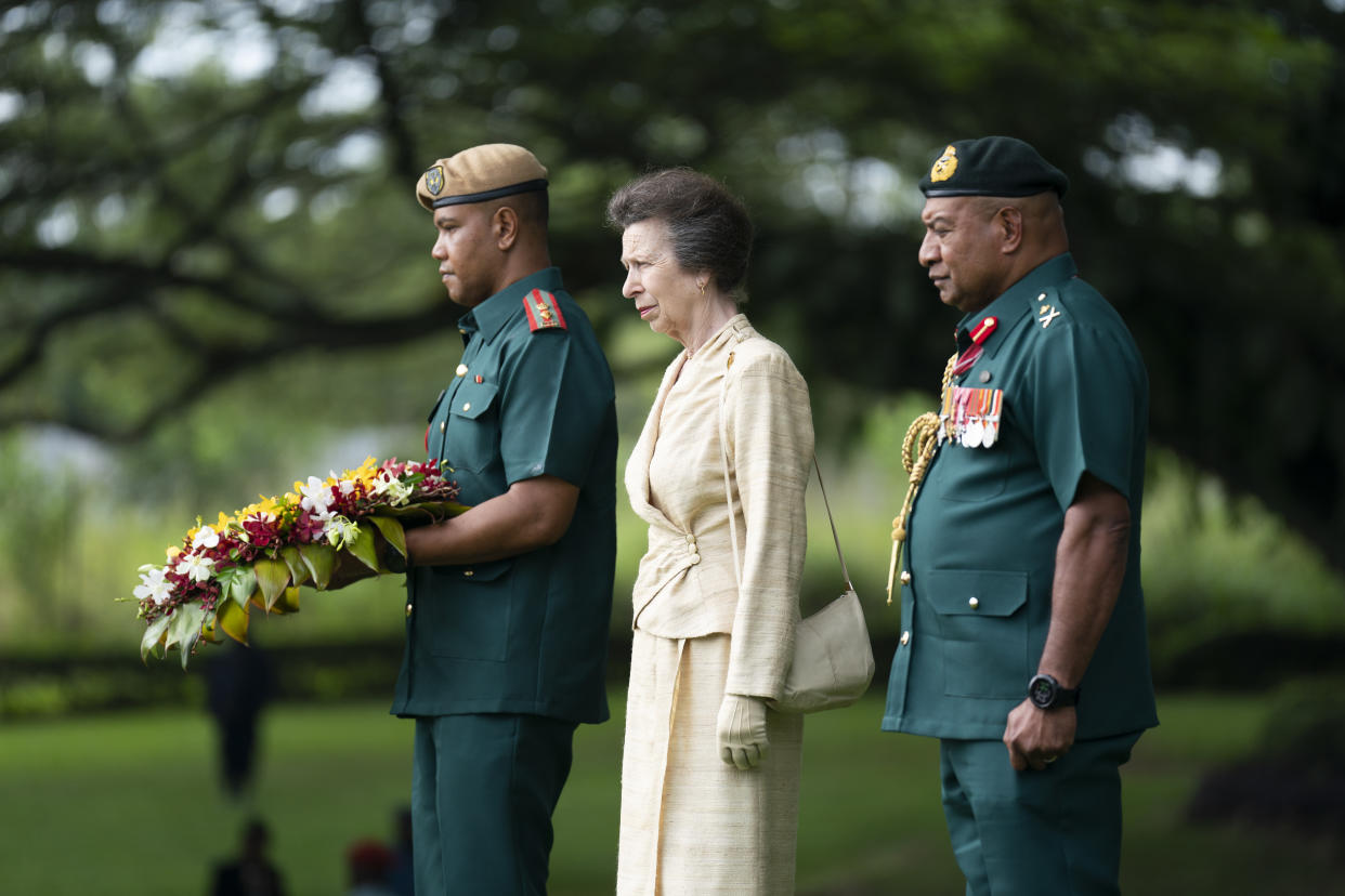 Members of the Royal Family have already been marking the Platinum Jubilee in the Commonwealth realms, as can be seen here with the Princess Royal on a visit to Papua New Guinea. (Getty)