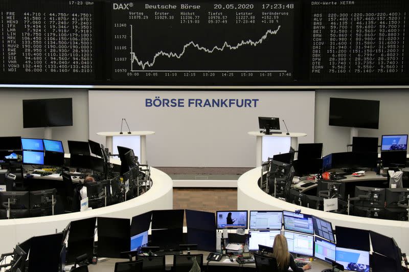 FILE PHOTO: The German share price index DAX graph is pictured at the stock exchange in Frankfurt