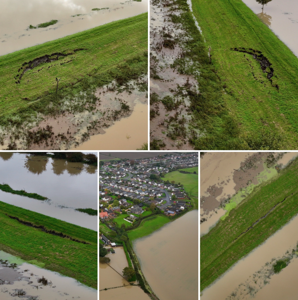 Michael Kheng, who lives in the next village, captured images of the river perilously close to bursting its banks. (TheDroneMan.net)