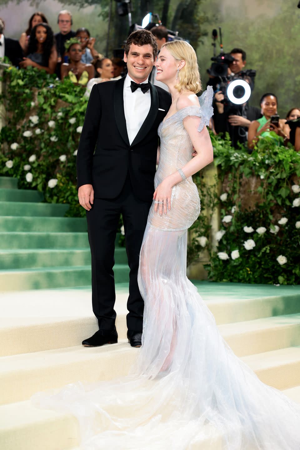 new york, new york may 06 gus wenner and elle fanning attend the 2024 met gala celebrating sleeping beauties reawakening fashion at the metropolitan museum of art on may 06, 2024 in new york city photo by dimitrios kambourisgetty images for the met museumvogue
