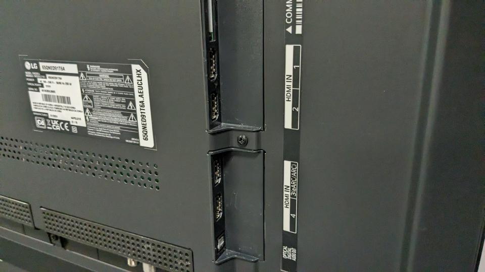 LG QNED91T connections panel