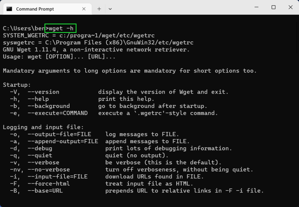 Download Files from the Windows Command Line with Wget