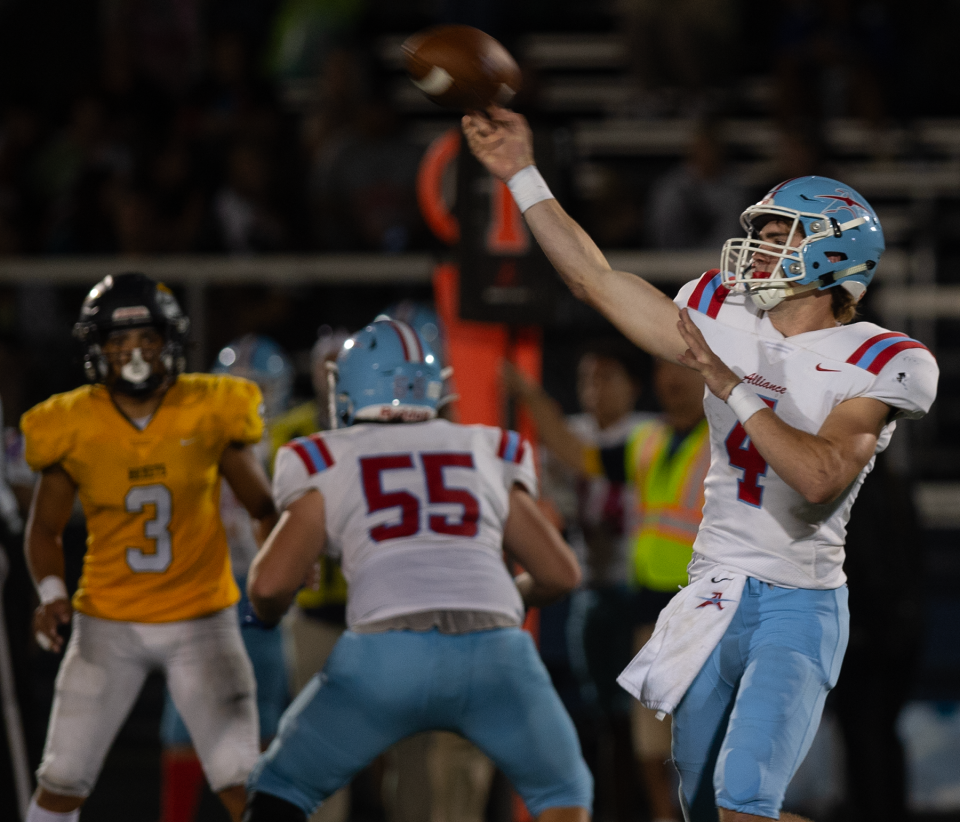 Alliance quarterback Brendan Zurbrugg .