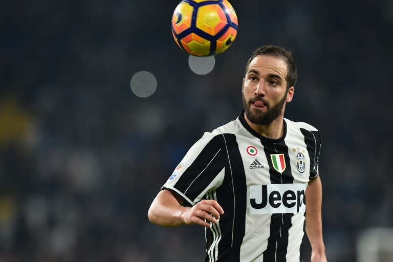 Juventus' Gonzalo Higuain in action during their Serie A match against Palermo on February 17