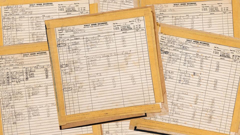 Tape boxes from Fred Vail's archives with The Beach Boys that sat in Vail's garage for over 50 years.