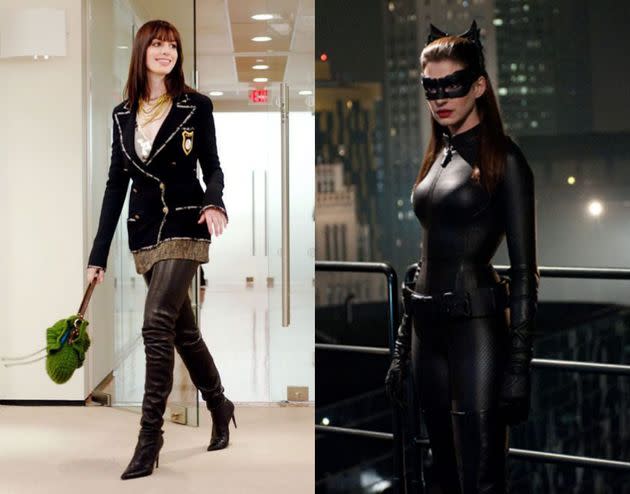 Anne Hathaway has worn over-the-knee boots in some of her most iconic roles.  (Photo: 20th Century Fox/Warner Bros.)