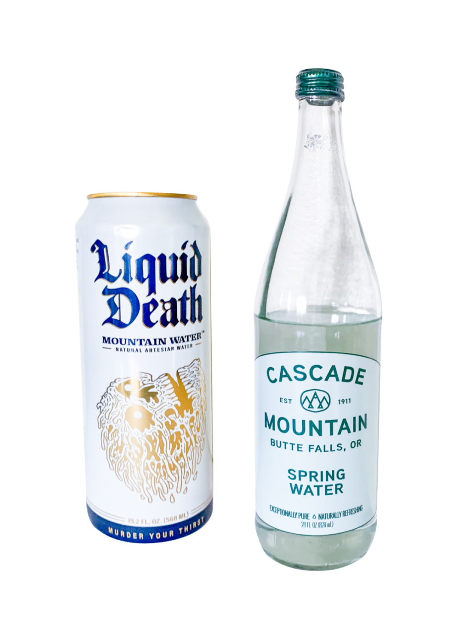 Liquid Death and Cascade Mountain Water