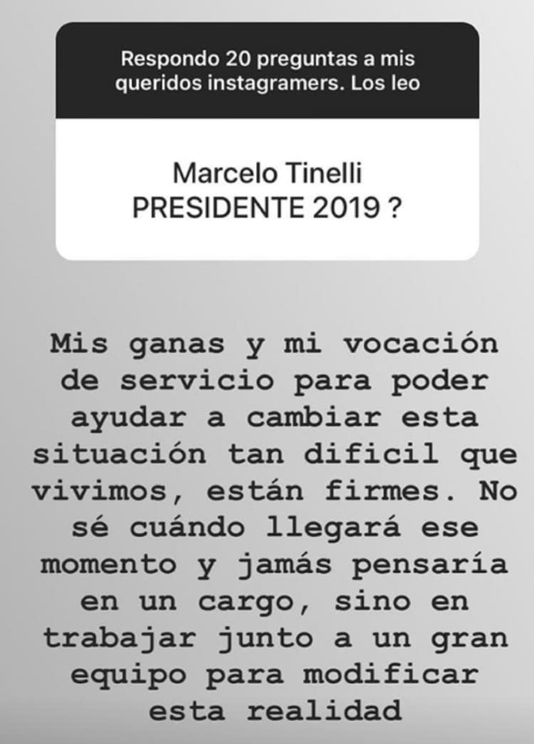 ¿Tinelli presidente?- Foto: <a href="https://www.instagram.com/marcelotinelli/" rel="nofollow noopener" target="_blank" data-ylk="slk:Instagram/marcelotinelli;elm:context_link;itc:0;sec:content-canvas" class="link "><em>Instagram/marcelotinelli</em></a>