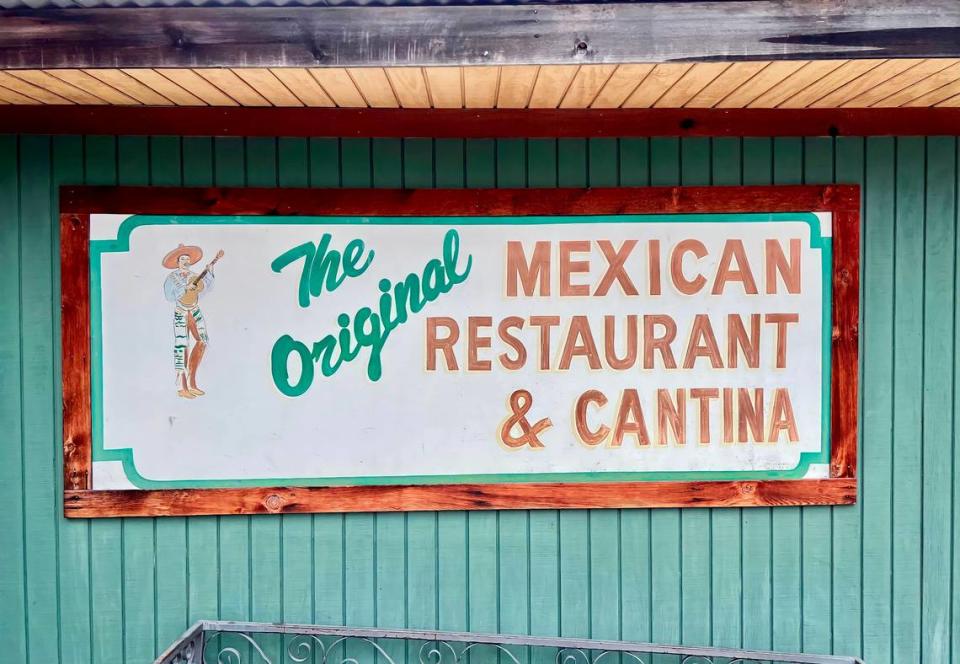 A faded sign on the back of The Original Mexican Restaurant in Fort Worth March 25, 2023.