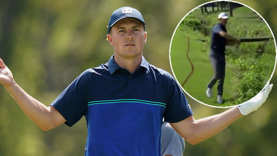 Jordan Spieth let out his frustrations on the 17th at the PGA Championships. Pic: Getty