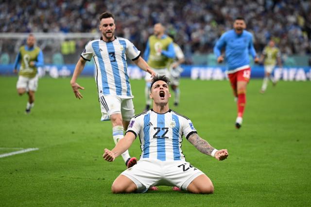 Argentina's Nahuel Molina scores goal vs. Netherlands in 34', 2022 FIFA  World Cup