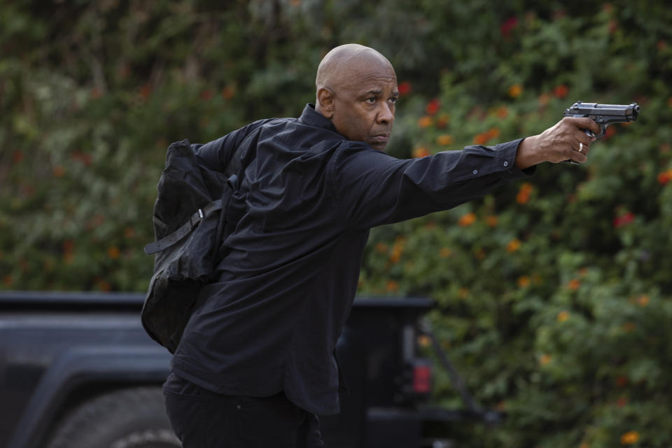 This image released by Sony Pictures Entertainment shows Denzel Washington in a scene from "The Equalizer 3." (Stefano Montesi/Sony Pictures Entertainment via AP)