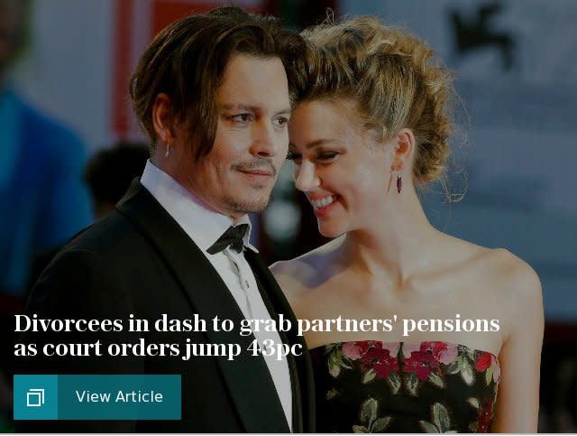 Divorcees in dash to grab partners' pensions as court orders jump 43pc