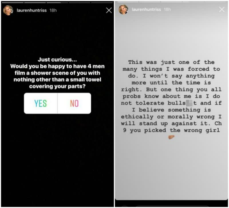 Lauren's Instagram story levelled serious allegations against Married at First Sight. Photo: Instagram/laurenhuntriss