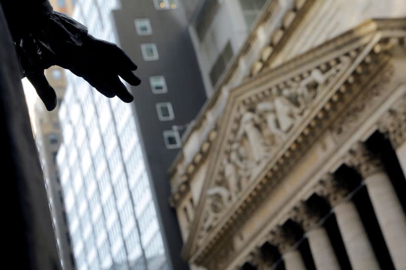 FILE PHOTO: New York Stock Exchange (NYSE) building after the start of Thursday's trading session in New York