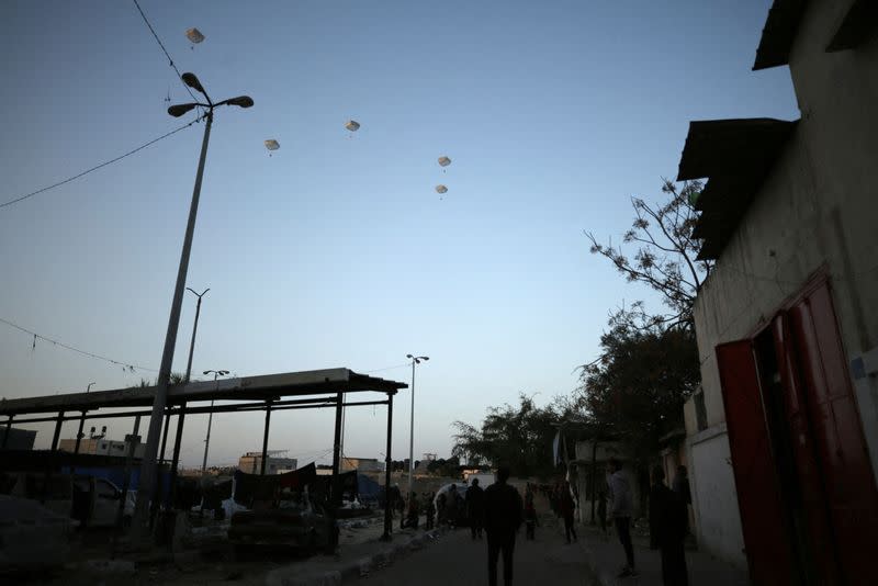 U.S. military carry out its first aid over Gaza, amid the ongoing the conflict between Israel and the Palestinian Islamist group Hamas, in Gaza City