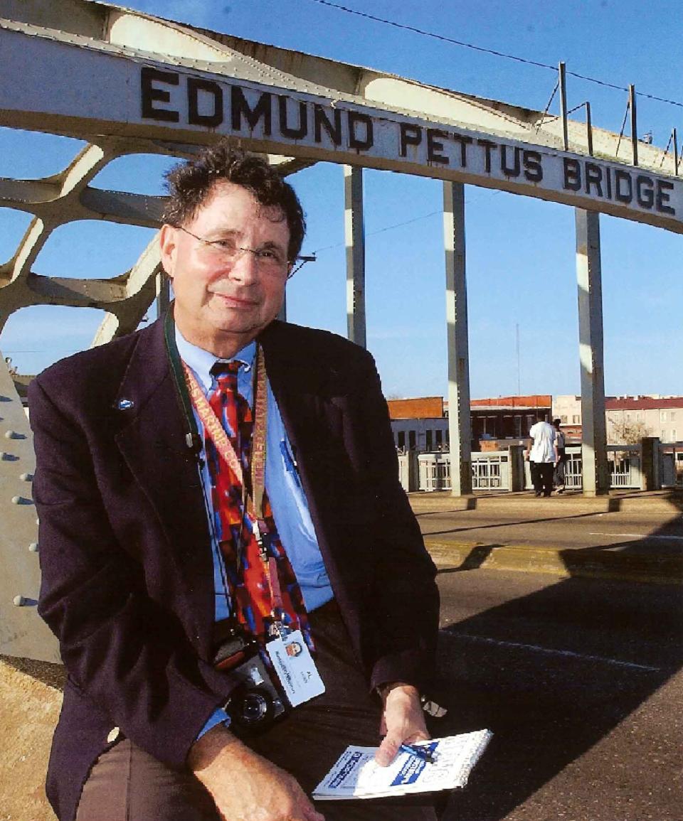 Alvin Benn stands on the Edmund Pettus Bridge in Selma.