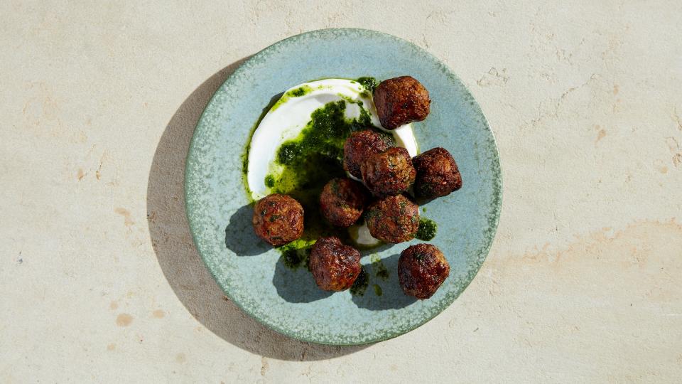 Lamb Meatballs with Raisin Pesto