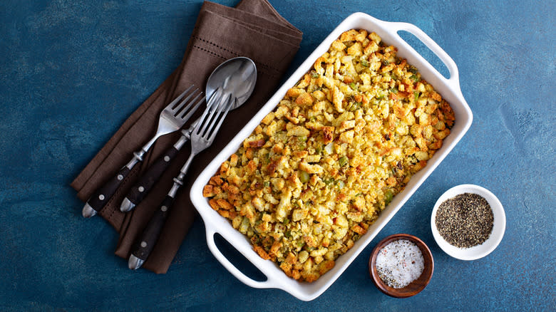 Stuffing in casserole dish