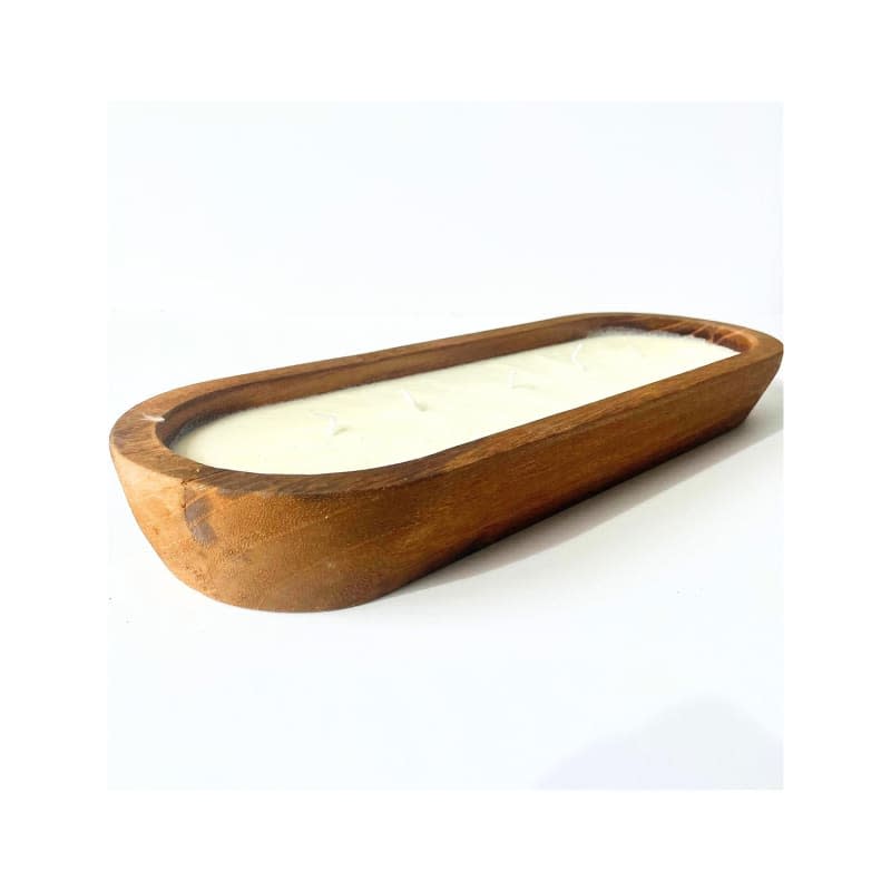 Rustic Wooden Candle, 5 Wicks Large Dough Bowl Candle