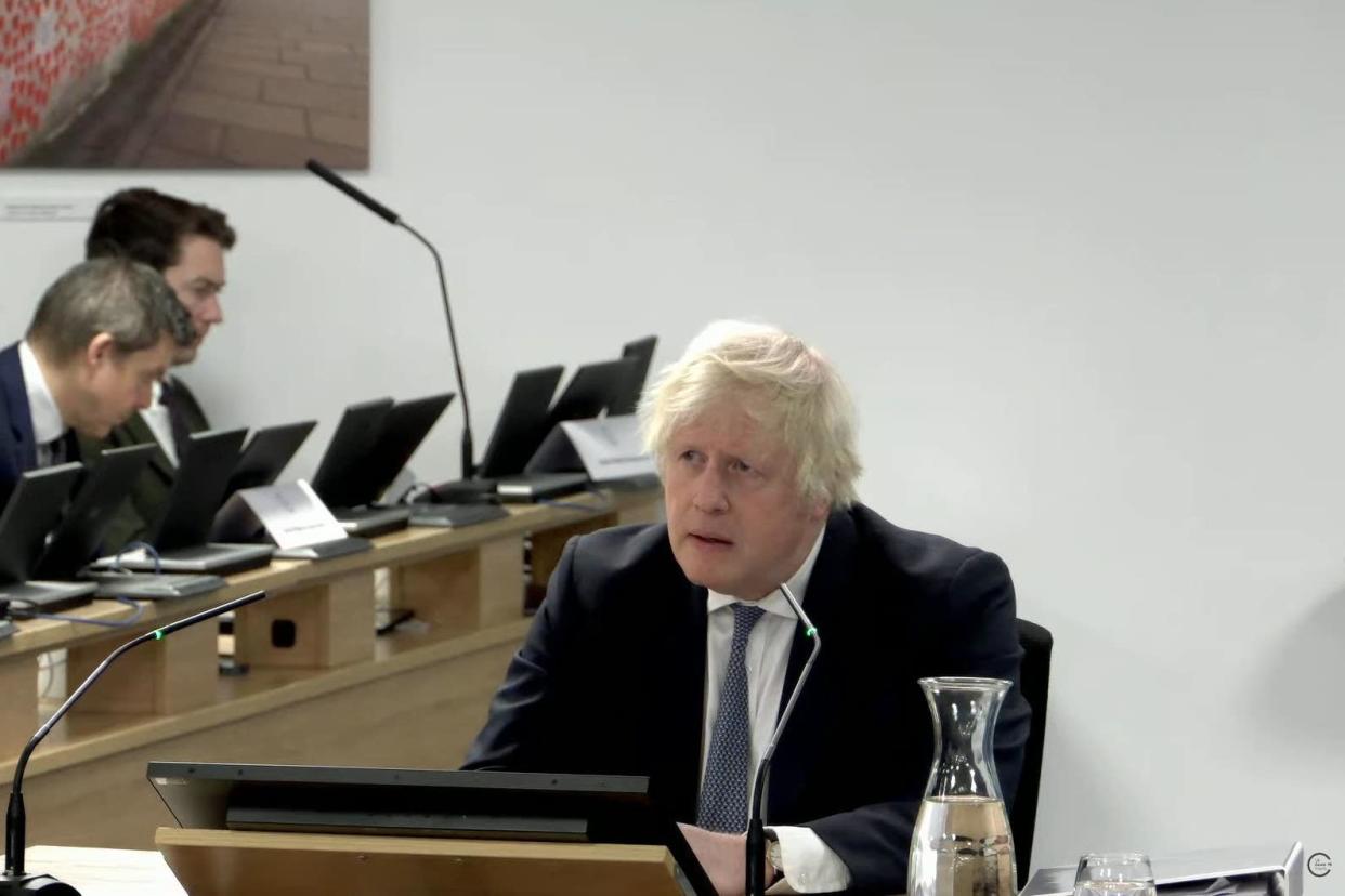 Former prime minister Boris Johnson giving evidence to the UK Covid inquiry (PA Media)