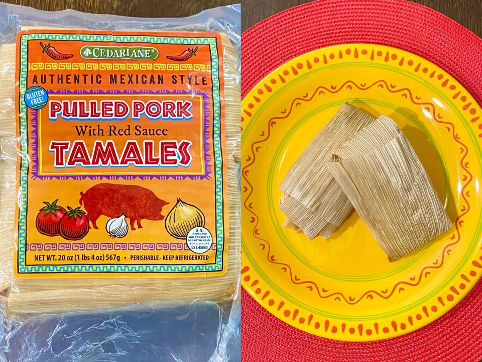 Trader Joe's Pulled Pork Tamales side-by-side