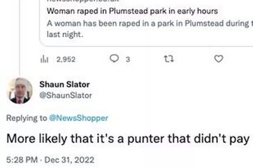 A screenshot of Councillor Shaun Slator replying to a tweet by the News Shopper