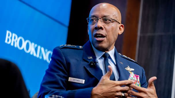 PHOTO: Air Force Chief of Staff Gen. CQ Brown, Jr. speaks about U.S. defense strategy at the Brookings Institution in Washington, Feb. 13, 2023. (Andrew Harnik/AP, FILE)